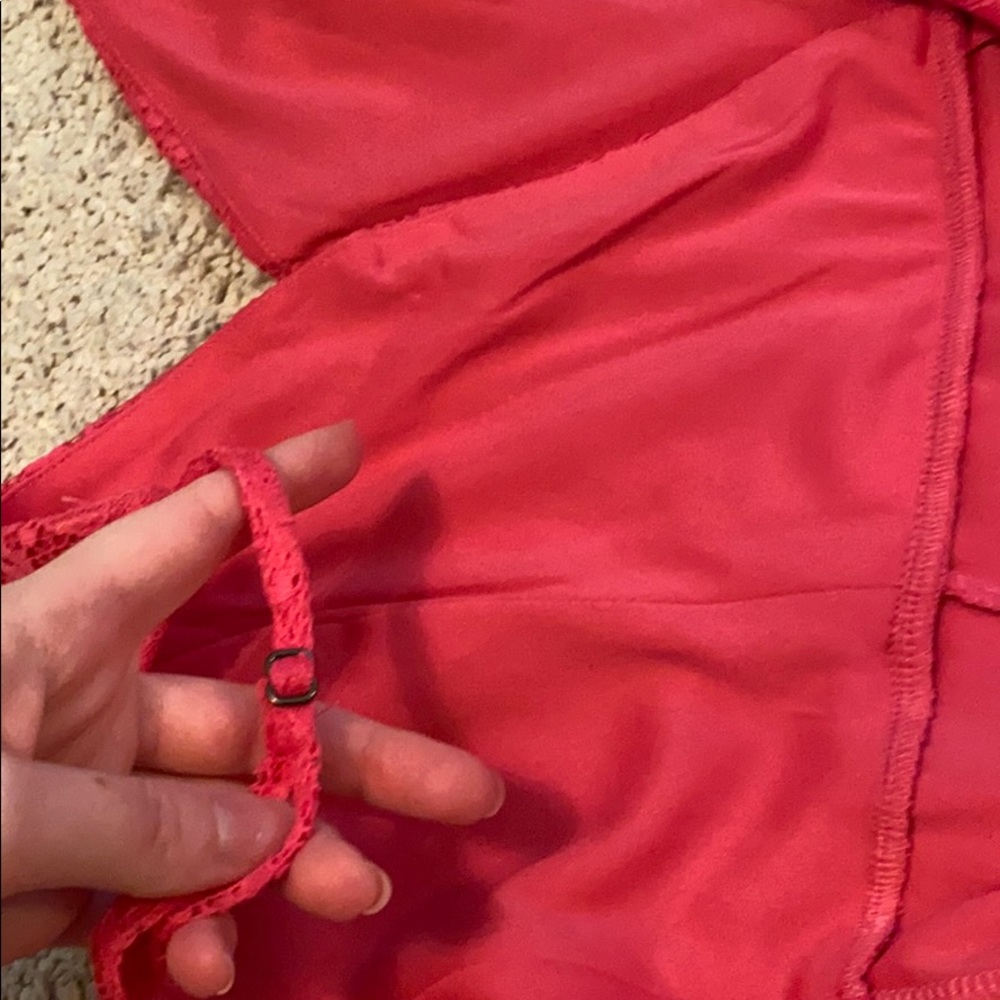 BCBG Hot Pink Lace Wrap Thigh Slit Dress - Picture 7 of 8